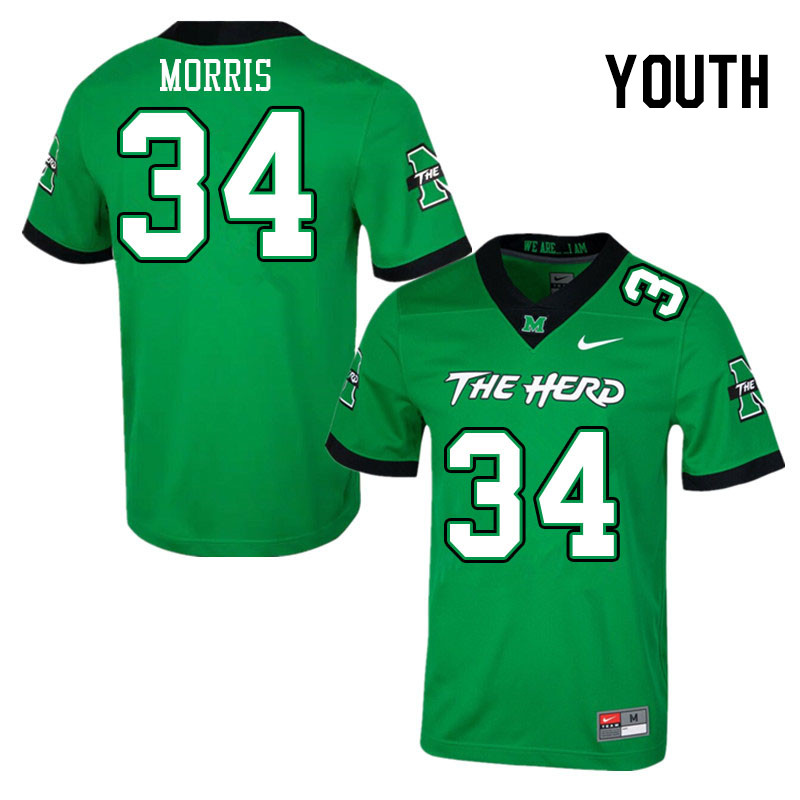 Youth #34 Andrew Morris Marshall Thundering Herd College Football Jerseys Stitched-Green